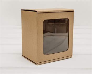 УЦЕНКА Коробка с окошком, 15х14х10 см, из плотного картона, крафт У0115027-УЦ - фото 14563