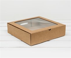 Коробка с окошком, 25х25х6,5 см, крафт