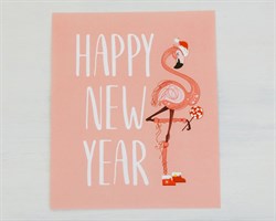 Открытка-карточка «Happy New Year», фламинго, 8,5х10,5 см У1206170