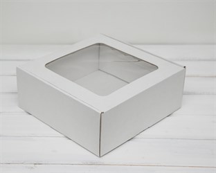 Коробка с окошком, 25х25х10 см, из плотного картона, белая